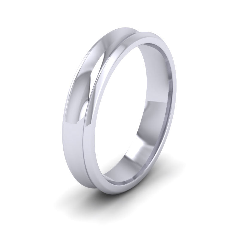 Concave 9ct White Gold 4mm Wedding Ring