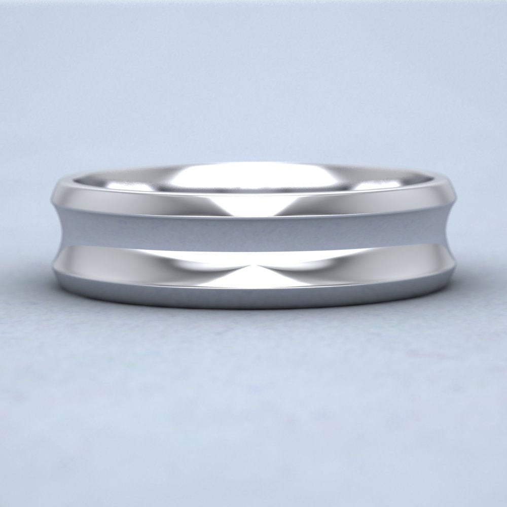 Concave 9ct White Gold 6mm Wedding Ring Down View
