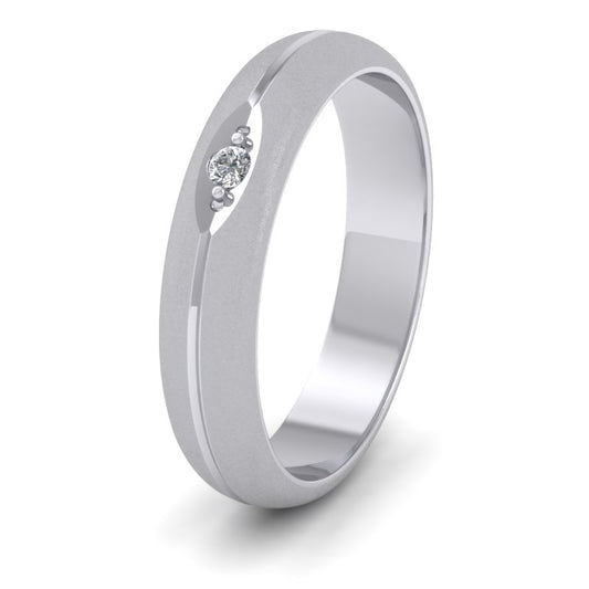 Diamond Set And Centre Line Pattern 500 Palladium 4mm Wedding Ring