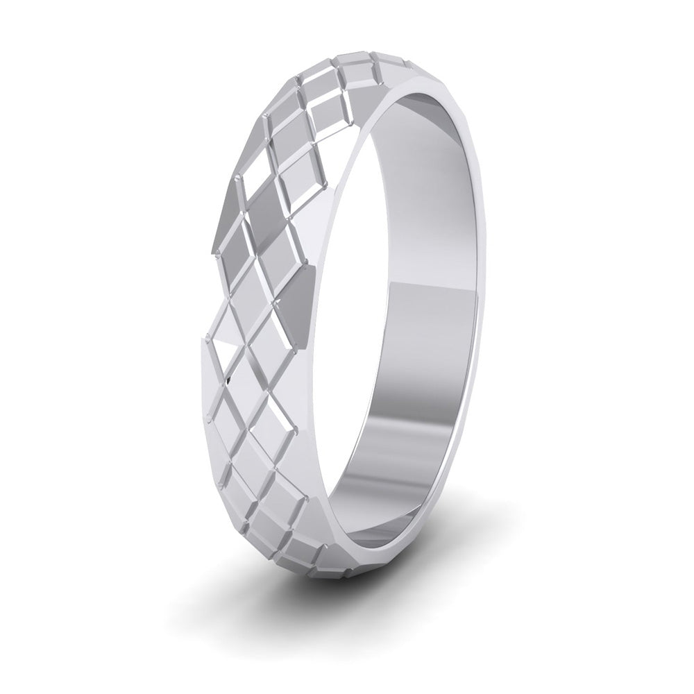 Facet And Line Harlequin Design Sterling Silver 4mm Wedding Ring