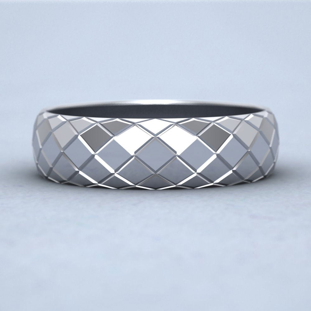 Facet And Line Harlequin Design 500 Palladium 6mm Wedding Ring Down View