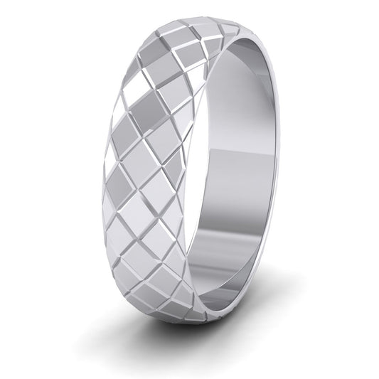 Facet And Line Harlequin Design Sterling Silver 6mm Wedding Ring