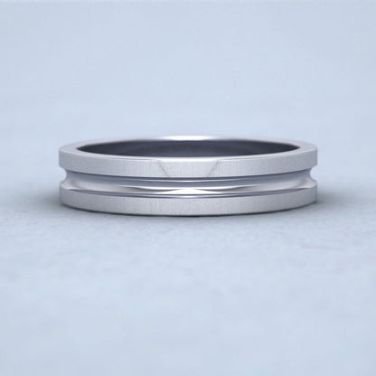 Bullnose Groove Pattern Flat 500 Palladium 4mm Flat Wedding Ring Down View