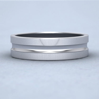 Bullnose Groove Pattern Flat 500 Palladium 6mm Flat Wedding Ring Down View