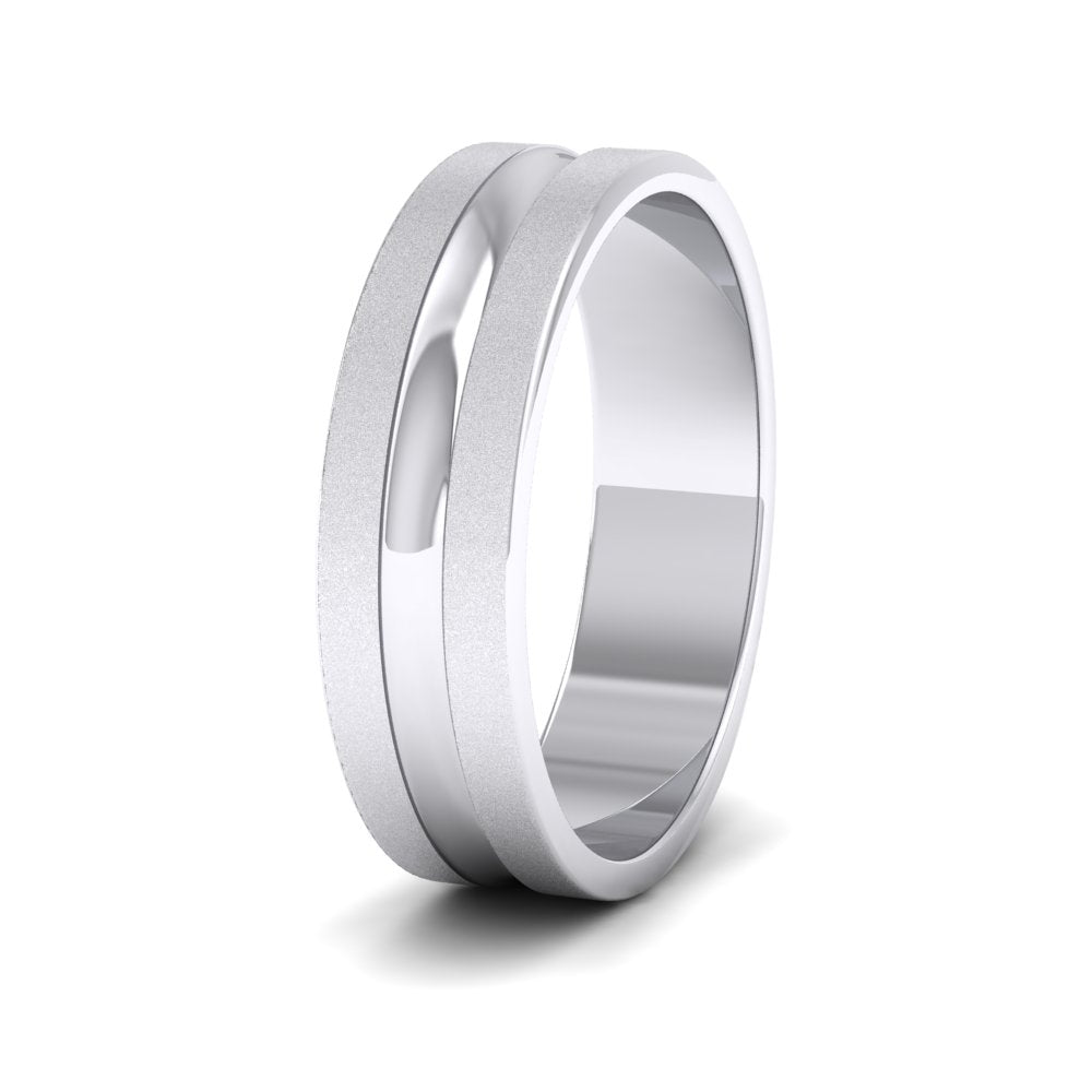 Bullnose Groove Pattern Flat 950 Platinum 6mm Flat Wedding Ring