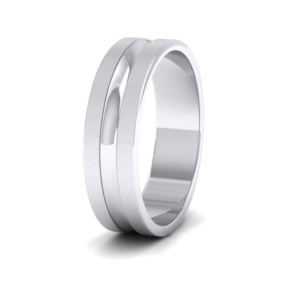 Bullnose Groove Pattern Flat 500 Palladium 6mm Flat Wedding Ring