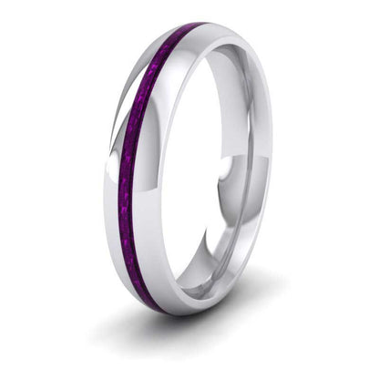 Amethyst Enamelled 9ct White Gold 4mm Wedding Ring