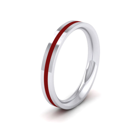 Redcurrant Line Enamelled Sterling Silver 3mm Wedding Ring