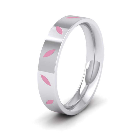 Pink Enamelled Sterling Silver 4mm Wedding Ring