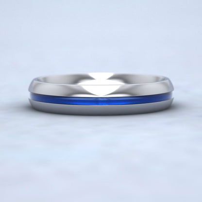 Translucent Freshwater Blue Enamelled Sterling Silver 4mm Wedding Ring G Down View