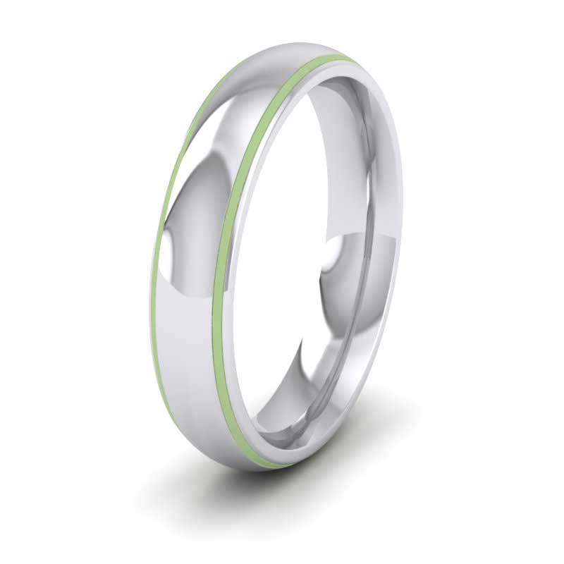 Lime Green Edge Line Enamelled Sterling Silver 4mm Wedding Ring