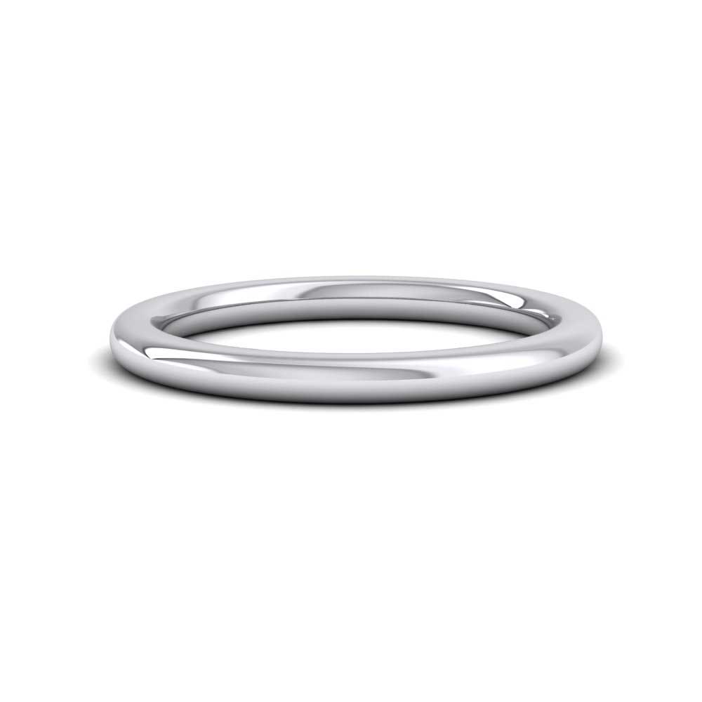 9ct White Gold 2mm Cushion Court Shape (Comfort Fit) Super Heavy Weight Wedding Ring Down View