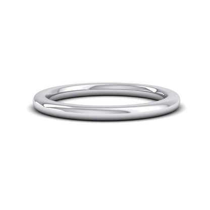 950 Palladium 2mm Cushion Court Shape (Comfort Fit) Super Heavy Weight Wedding Ring Down View