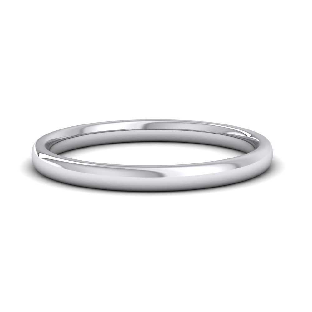9ct White Gold 2mm Cushion Court Shape (Comfort Fit) Classic Weight Wedding Ring Down View