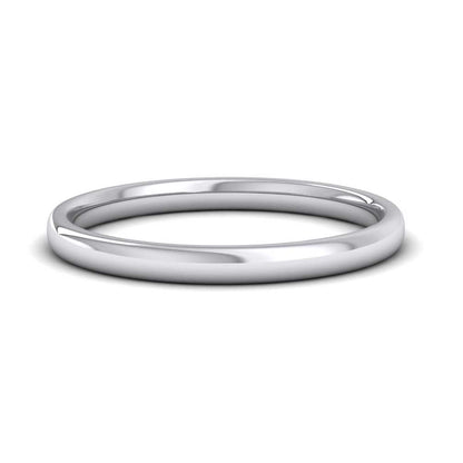 500 Palladium 2mm Cushion Court Shape (Comfort Fit) Classic Weight Wedding Ring Down View