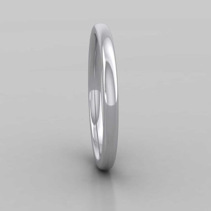 9ct White Gold 2mm Cushion Court Shape (Comfort Fit) Extra Heavy Weight Wedding Ring Right View