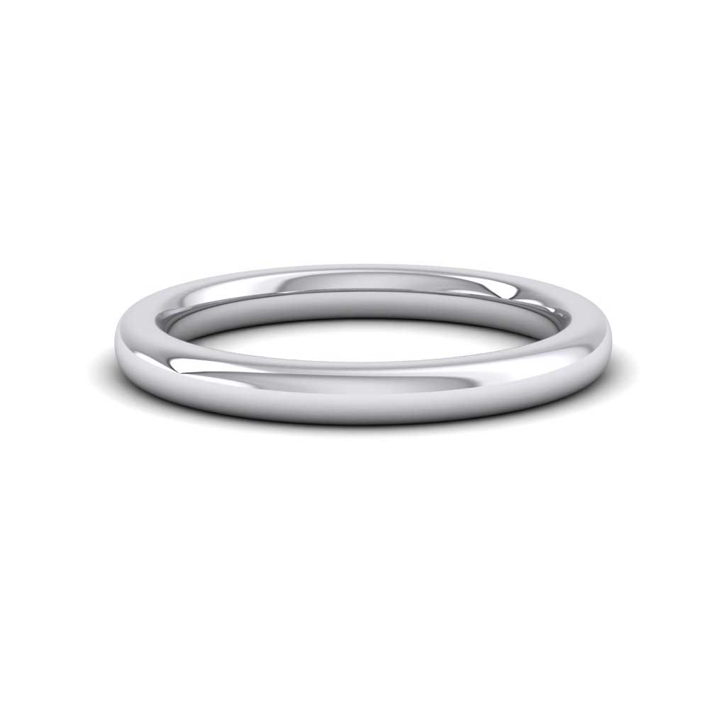 9ct White Gold 2.5mm Cushion Court Shape (Comfort Fit) Super Heavy Weight Wedding Ring Down View