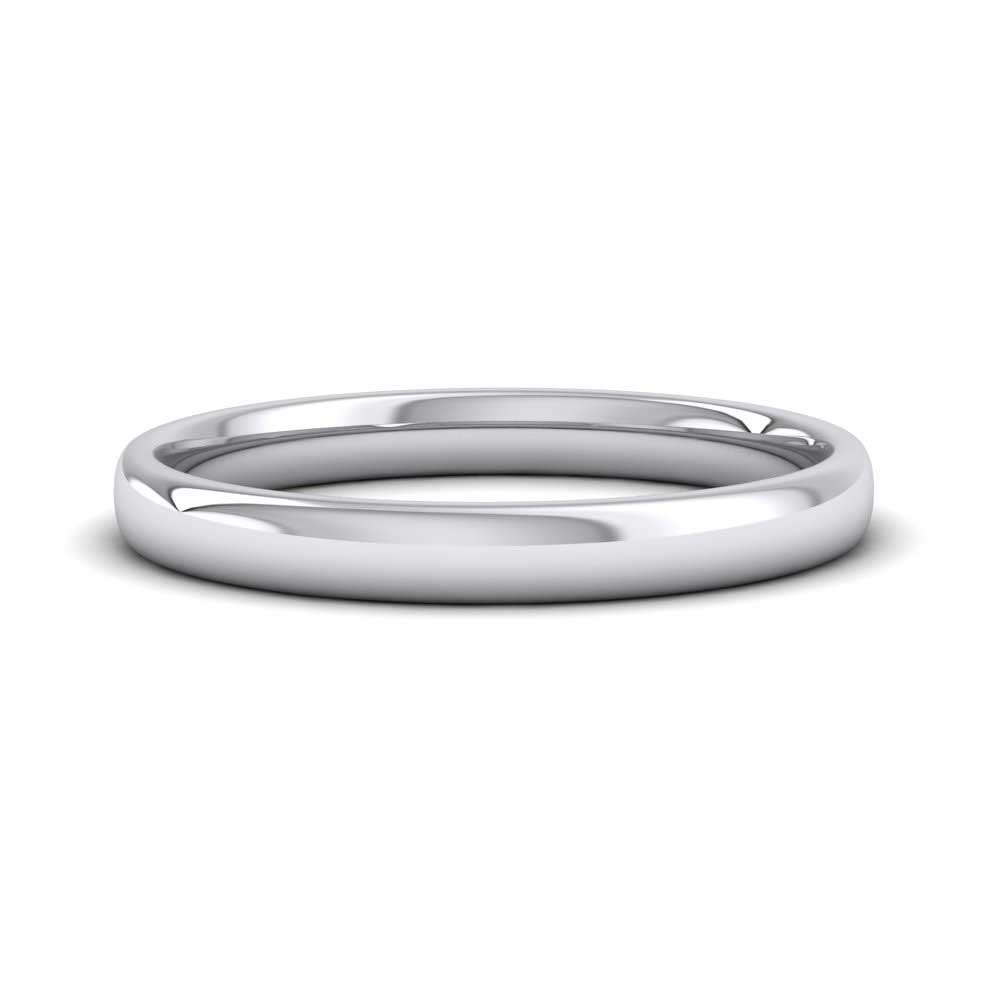 9ct White Gold 2.5mm Cushion Court Shape (Comfort Fit) Classic Weight Wedding Ring Down View