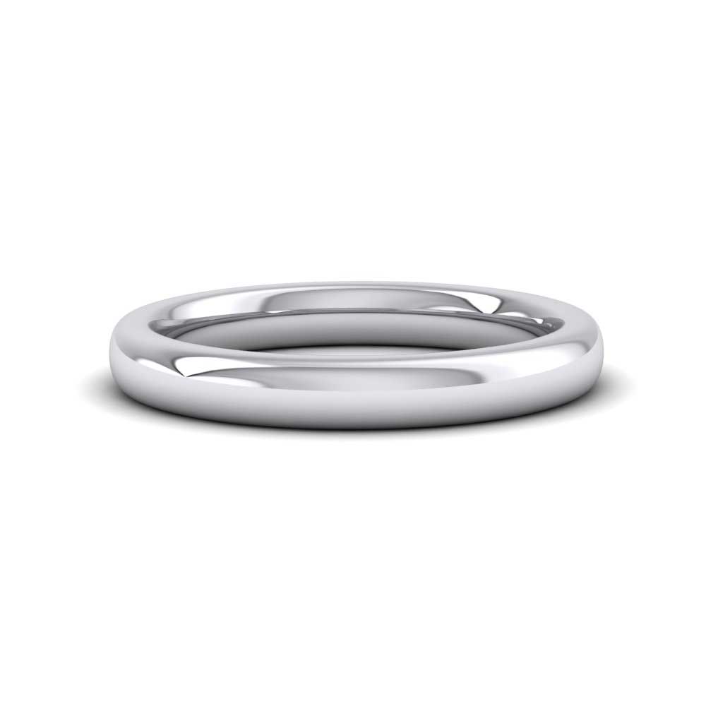 950 Palladium 3mm Cushion Court Shape (Comfort Fit) Super Heavy Weight Wedding Ring Down View