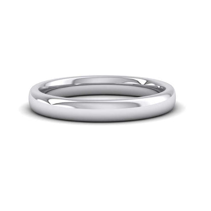 9ct White Gold 3mm Cushion Court Shape (Comfort Fit) Extra Heavy Weight Wedding Ring Down View