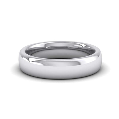 500 Palladium 5mm Cushion Court Shape (Comfort Fit) Super Heavy Weight Wedding Ring Down View