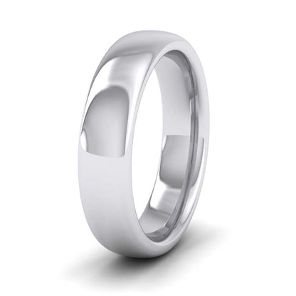 14ct White Gold 5mm Cushion Court Shape (Comfort Fit) Super Heavy Weight Wedding Ring