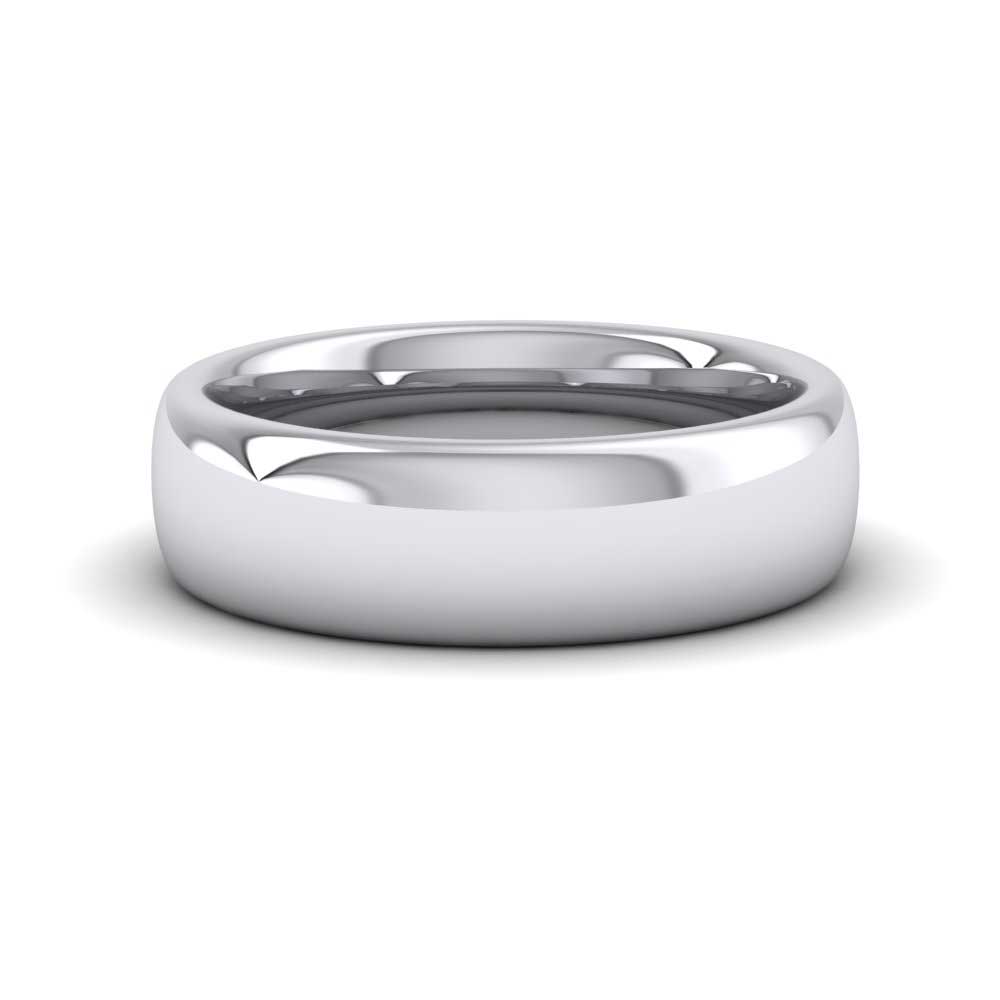 9ct White Gold 6mm Cushion Court Shape (Comfort Fit) Super Heavy Weight Wedding Ring Down View