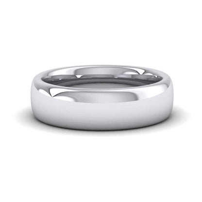 9ct White Gold 6mm Cushion Court Shape (Comfort Fit) Super Heavy Weight Wedding Ring Down View