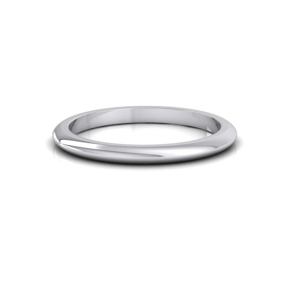 9ct White Gold 2mm D shape Super Heavy Weight Wedding Ring Down View