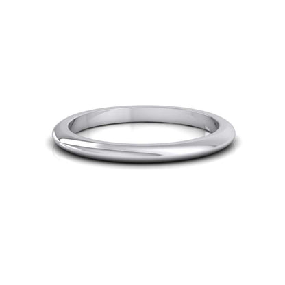 950 Platinum 2mm D shape Super Heavy Weight Wedding Ring Down View