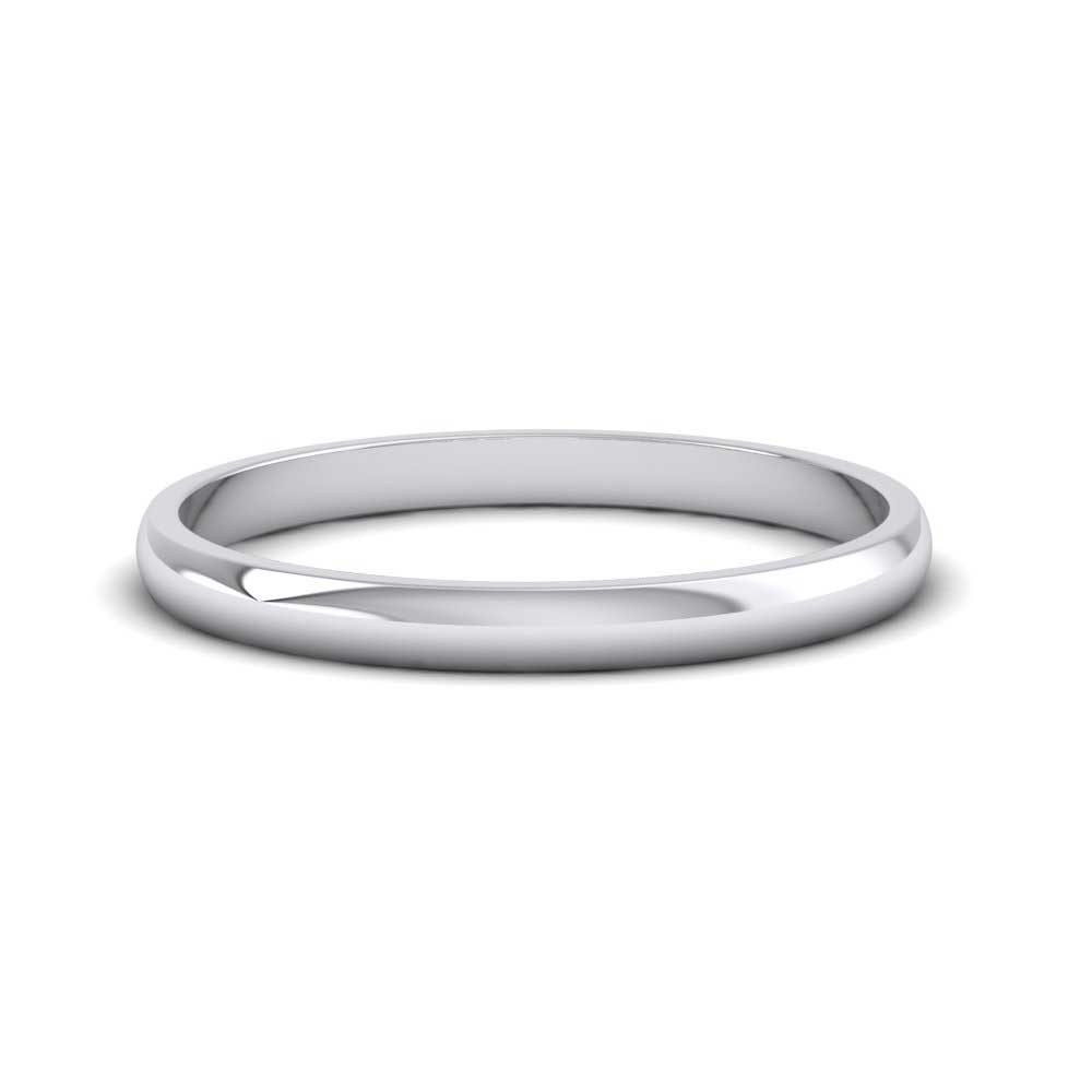 9ct White Gold 2mm D shape Classic Weight Wedding Ring Down View