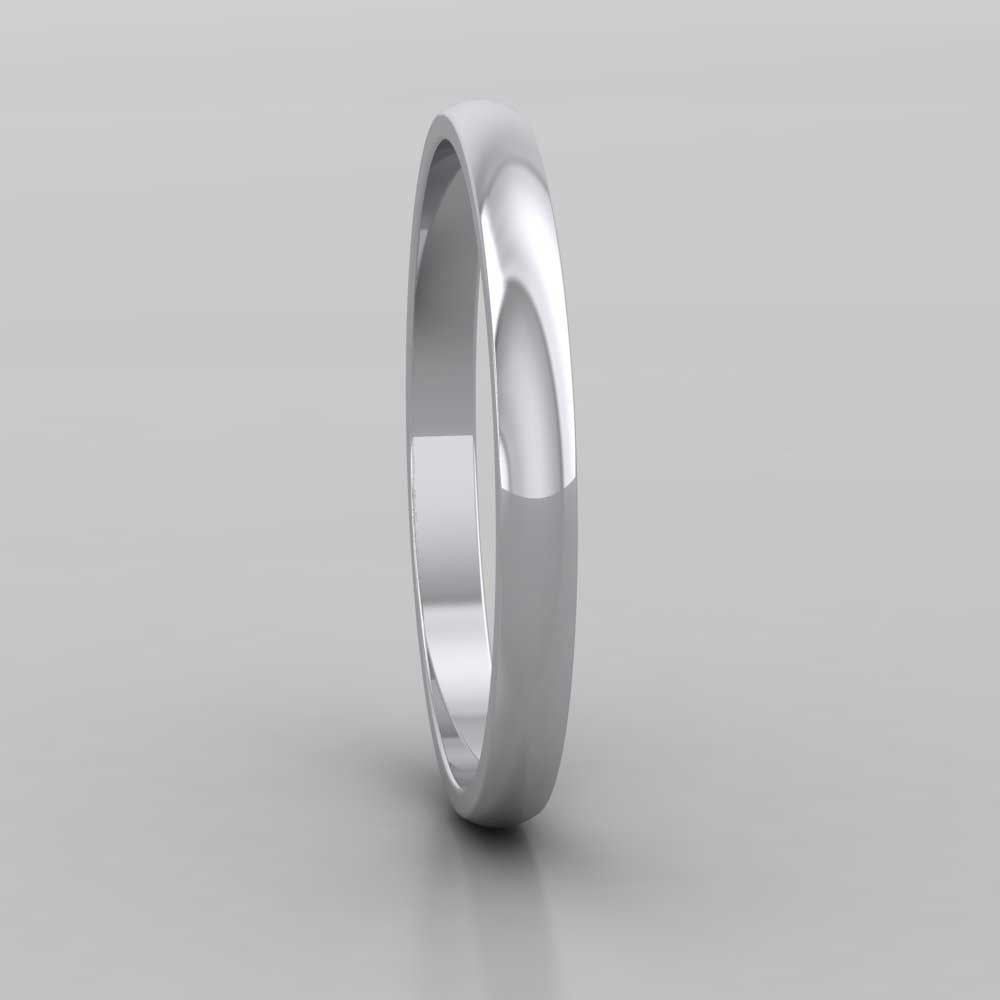 950 Platinum 2mm D shape Classic Weight Wedding Ring Right View