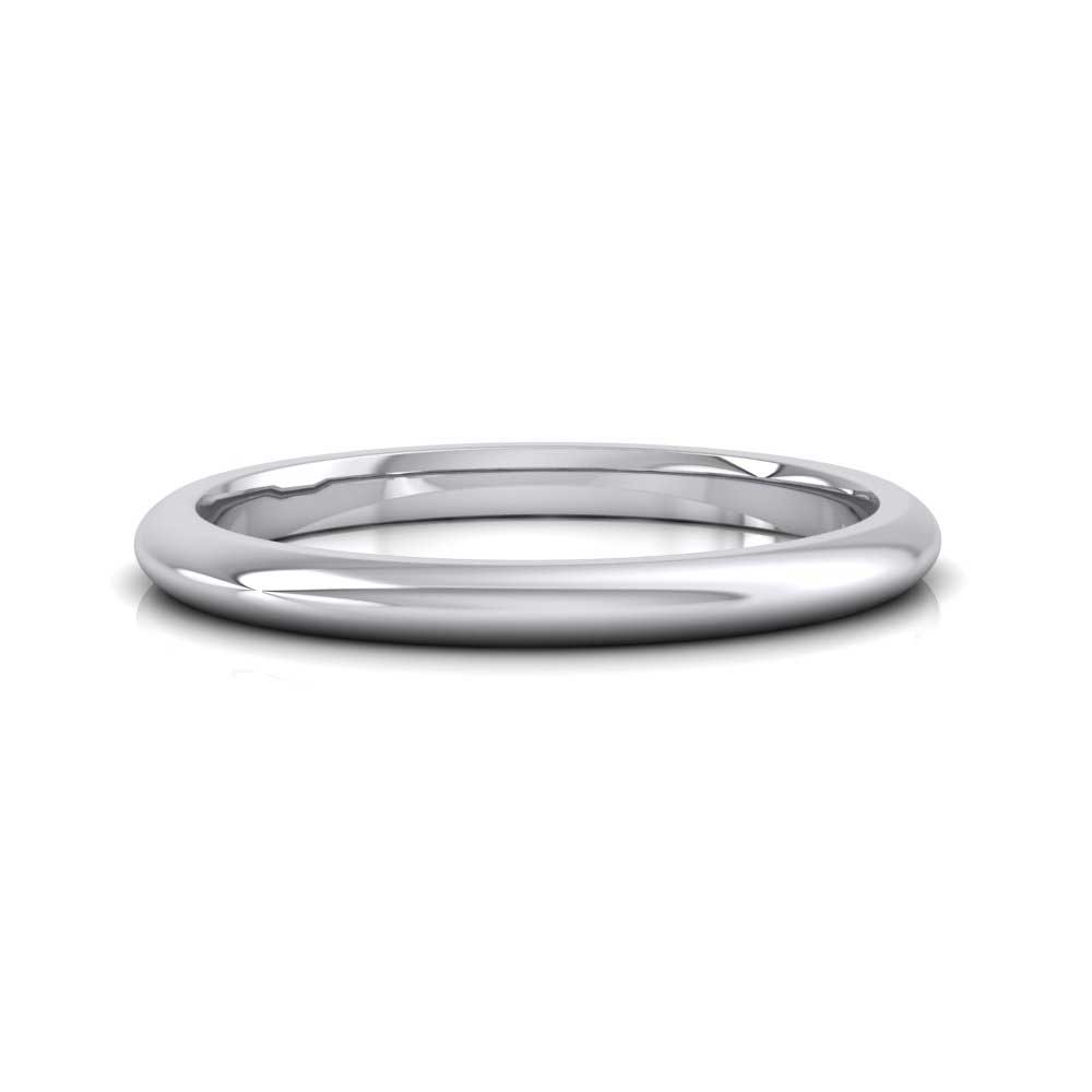 950 Platinum 2mm D shape Extra Heavy Weight Wedding Ring Down View