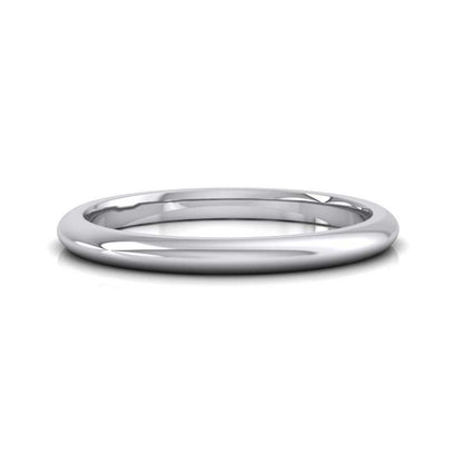 950 Platinum 2mm D shape Extra Heavy Weight Wedding Ring Down View