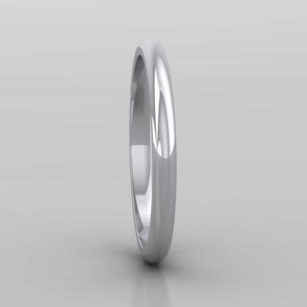 925 Sterling Silver 2mm D shape Extra Heavy Weight Wedding Ring Right View