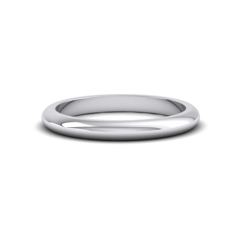 9ct White Gold 2.5mm D shape Super Heavy Weight Wedding Ring Down View