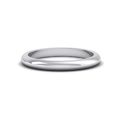 9ct White Gold 2.5mm D shape Super Heavy Weight Wedding Ring Down View