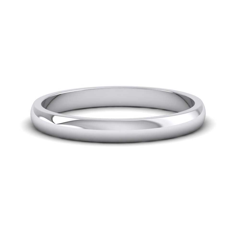 9ct White Gold 2.5mm D shape Classic Weight Wedding Ring Down View
