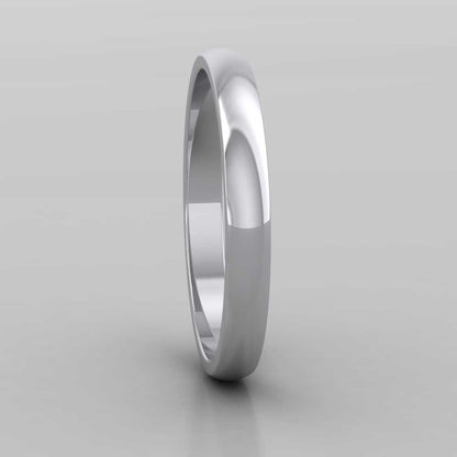 18ct White Gold 2.5mm D shape Classic Weight Wedding Ring Right View