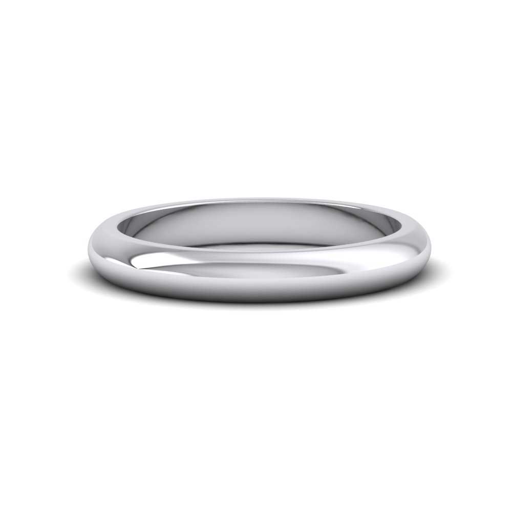 9ct White Gold 3mm D shape Super Heavy Weight Wedding Ring Down View