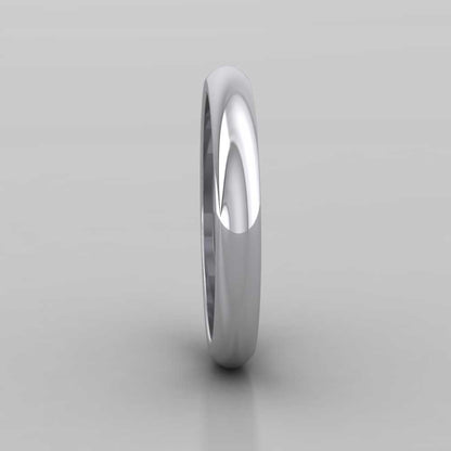 18ct White Gold 3mm D shape Super Heavy Weight Wedding Ring Right View