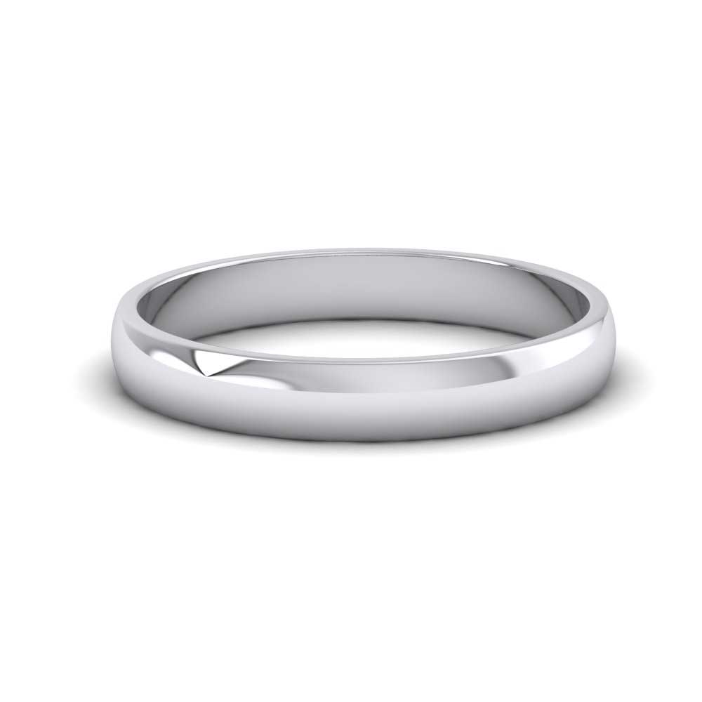 500 Palladium 3mm D shape Classic Weight Wedding Ring Down View