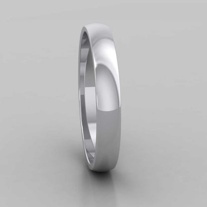 925 Sterling Silver 3mm D shape Classic Weight Wedding Ring Right View