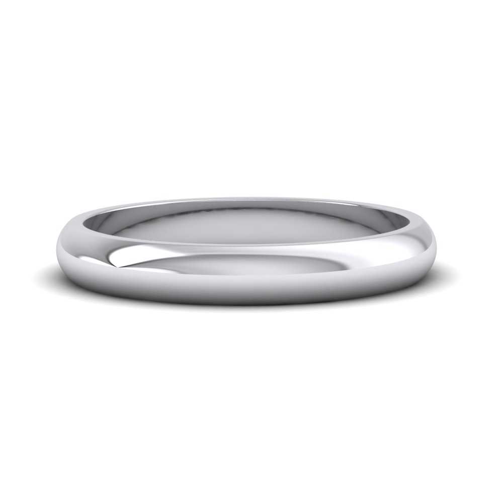 950 Platinum 3mm D shape Extra Heavy Weight Wedding Ring Down View
