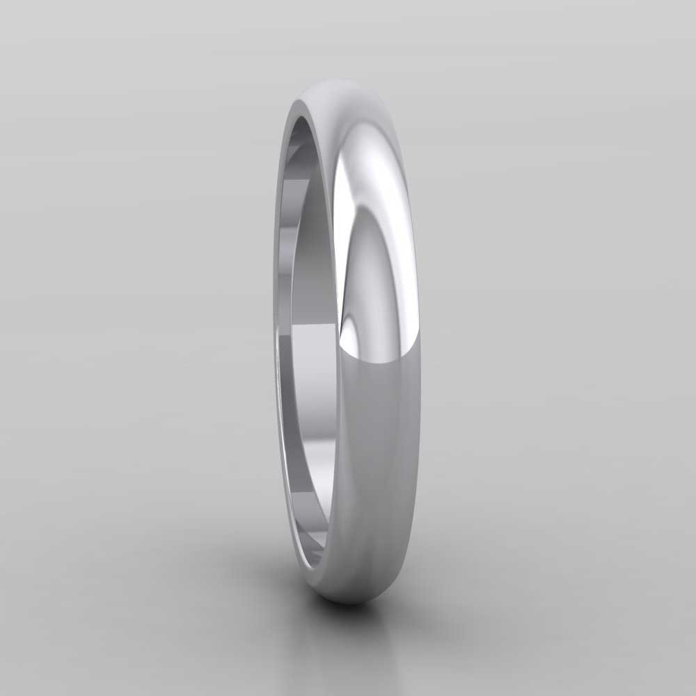 950 Platinum 3mm D shape Extra Heavy Weight Wedding Ring Right View