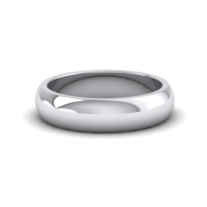 950 Platinum 5mm D shape Super Heavy Weight Wedding Ring Down View