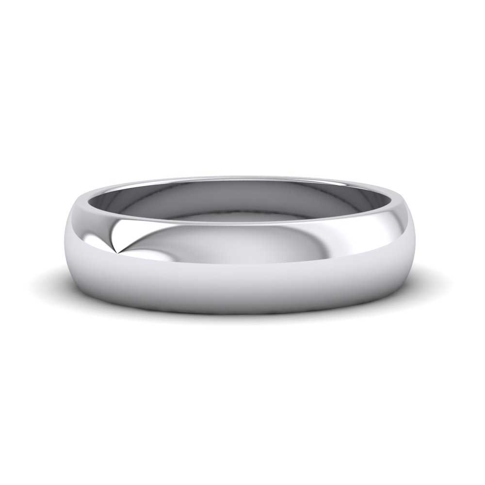 500 Palladium 5mm D shape Extra Heavy Weight Wedding Ring Down View