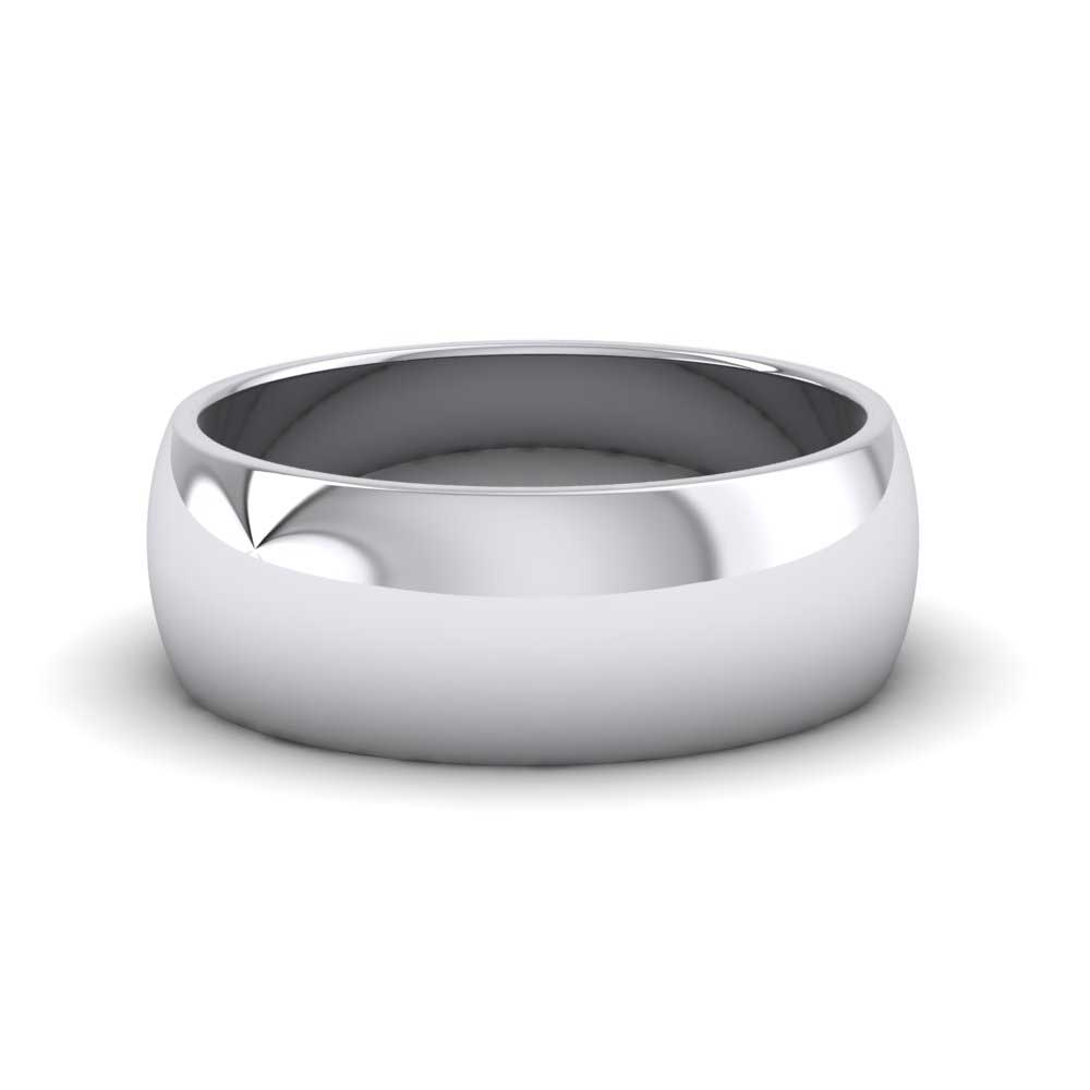 500 Palladium 7mm D shape Extra Heavy Weight Wedding Ring Down View