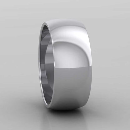 950 Platinum 8mm D shape Extra Heavy Weight Wedding Ring Right View