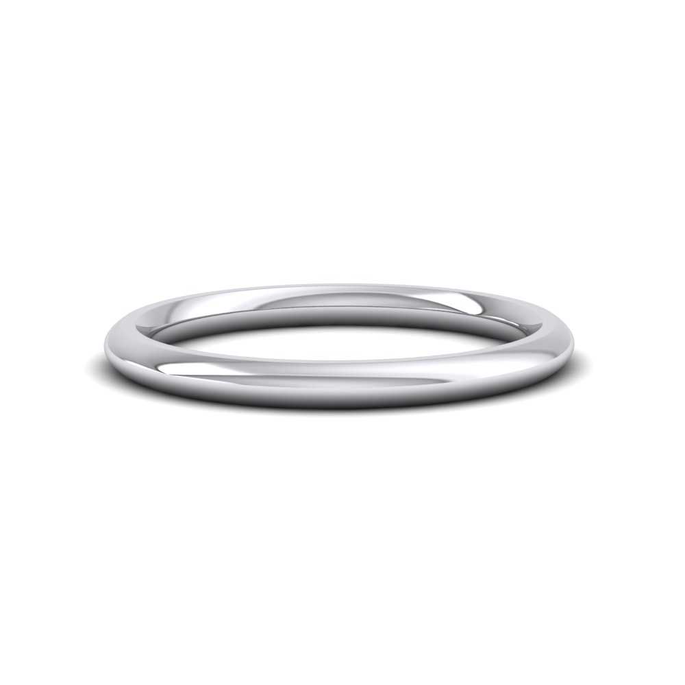 9ct White Gold 2mm Court Shape (Comfort Fit) Super Heavy Weight Wedding Ring Down View